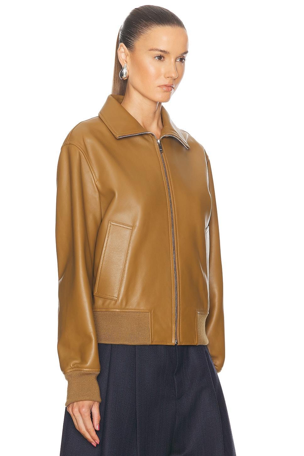 Leather Bomber Jacket In Acorn Product Image