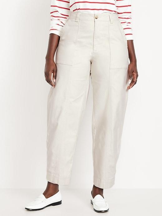 High-Waisted Canvas Barrel Ankle Pants Product Image