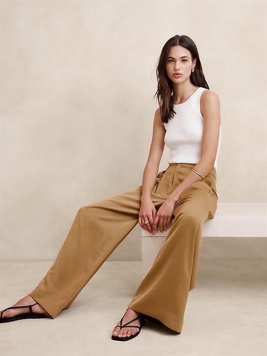 Satin Pleated Wide-Leg Pant Product Image