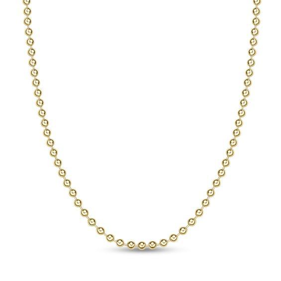 Men's 4.0mm Bead Gold-Tone Chain Necklace in Solid Stainless Steel with Yellow Ion-Plate - 20" Product Image