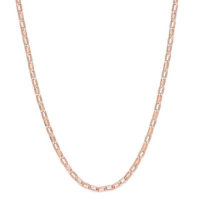 Stella Grace Sterling Silver 2 mm Fancy Rectangular Rolo Chain Necklace, Womens 18k Pink Plated Product Image