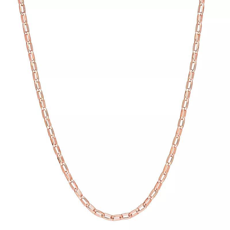 Stella Grace Sterling Silver 2 mm Fancy Rectangular Rolo Chain Necklace, Womens 18k Pink Plated Product Image