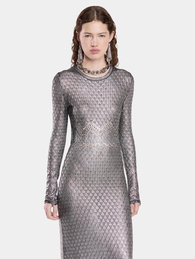 LONG LACE-LIKE KNIT DRESS Product Image