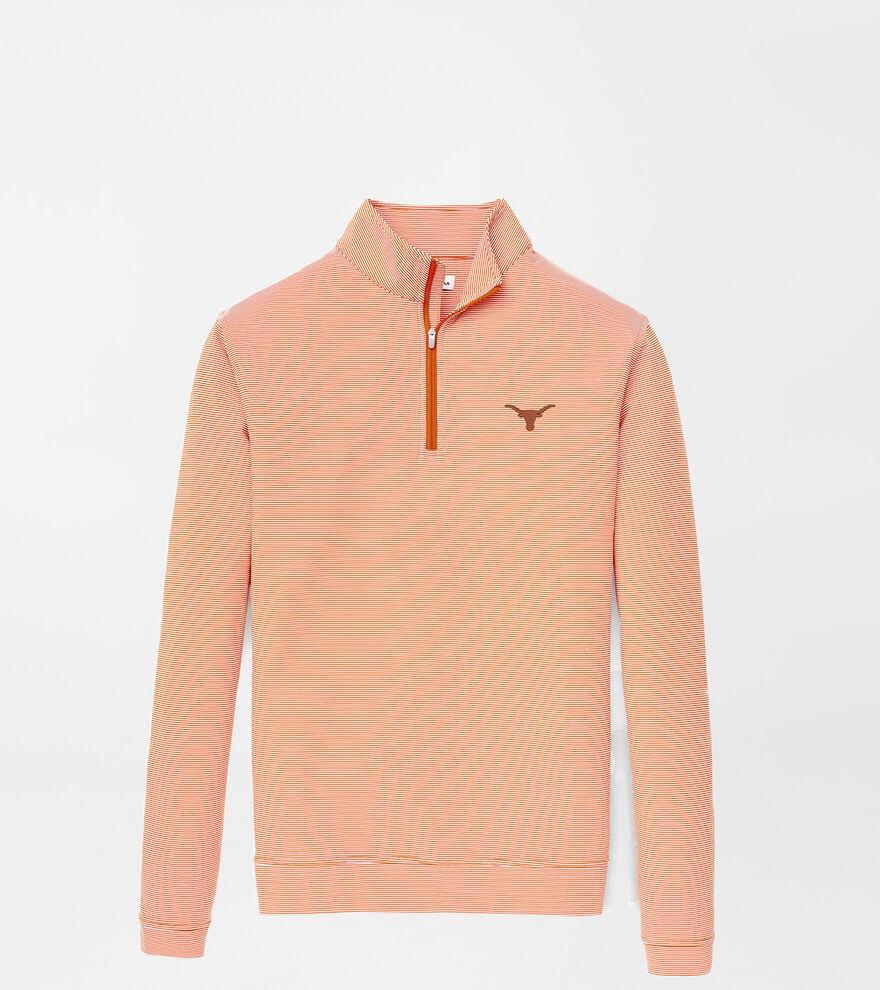 Peter Millar Mens Texas Perth Sugar Stripe Performance Quarter-Zip | Color: Rust / White | Size: XXL Product Image