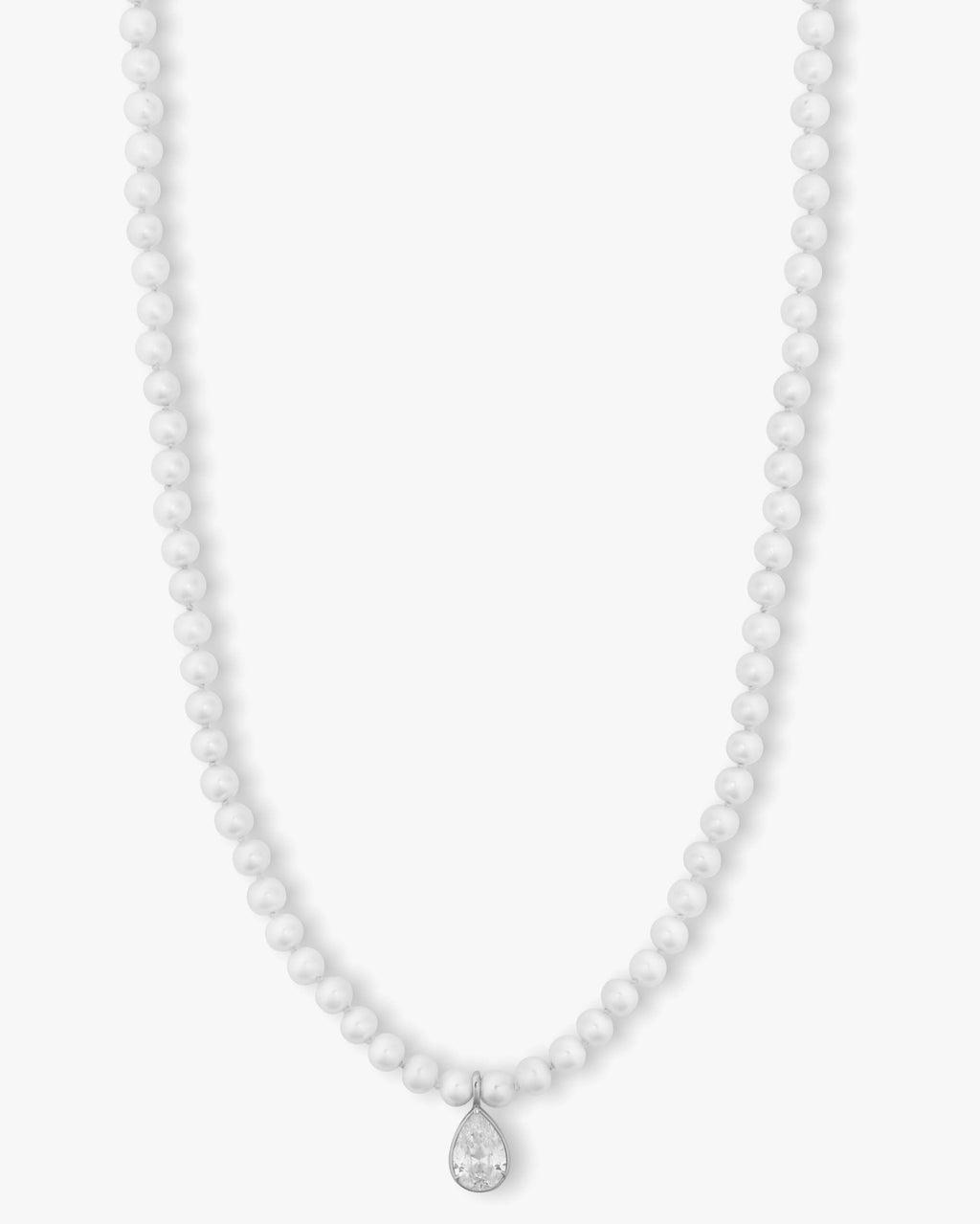 Perfect Pearl Necklace 30" w/Detachable Teardrop - Silver Product Image