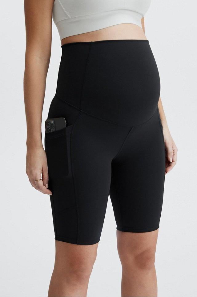 Fabletics High-Waisted PureLuxe Maternity Short 9 Womens black Size S Product Image