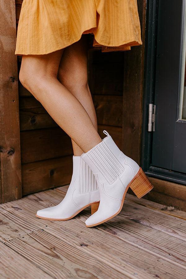 The Oaklynn Faux Leather Boot in Ivory Product Image