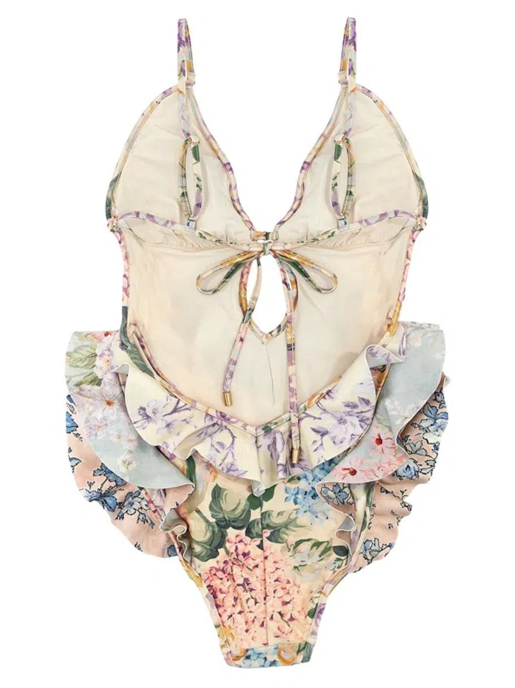 Floral Printed One Piece Swimsuit In Multicolor Product Image