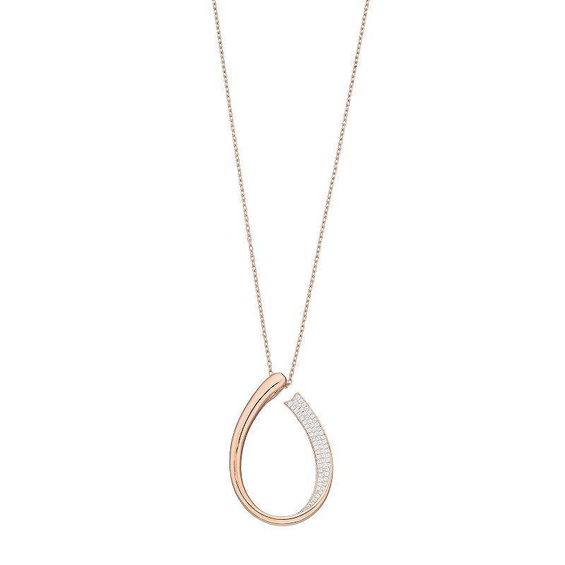 Sterling Silver Cubic Zirconia Teardrop Pendant Necklace, Womens, 14k Rose Gold Over Product Image