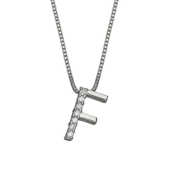 PRIMROSE Sterling Silver Cubic Zirconia Initial Pendant Necklace, Womens Silver Tone B Product Image