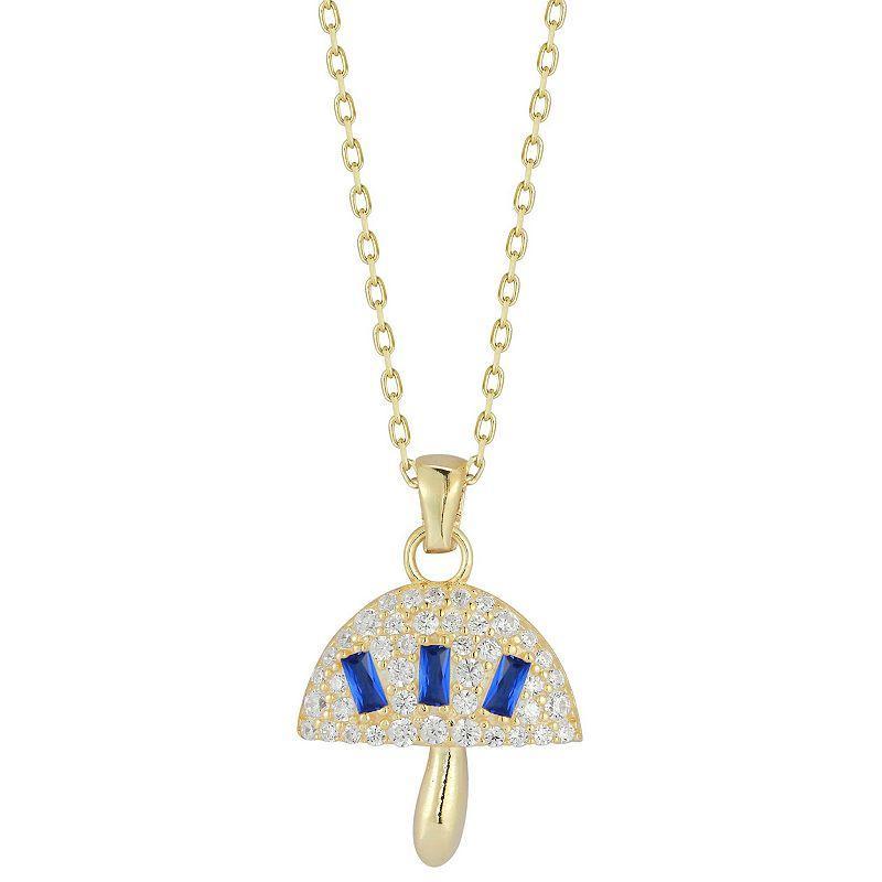 Sunkissed Sterling Cubic Zirconia Mushroom Necklace, Womens Gold Tone Blue Product Image