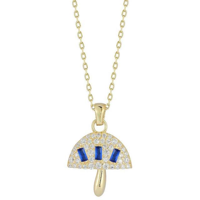 Sunkissed Sterling Cubic Zirconia Mushroom Necklace, Womens Gold Tone Blue Product Image