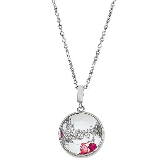 La Lumina Silver-Plated Cubic Zirconia Accent Love Shaker Pendant Necklace, Womens Silver Tone Red Product Image