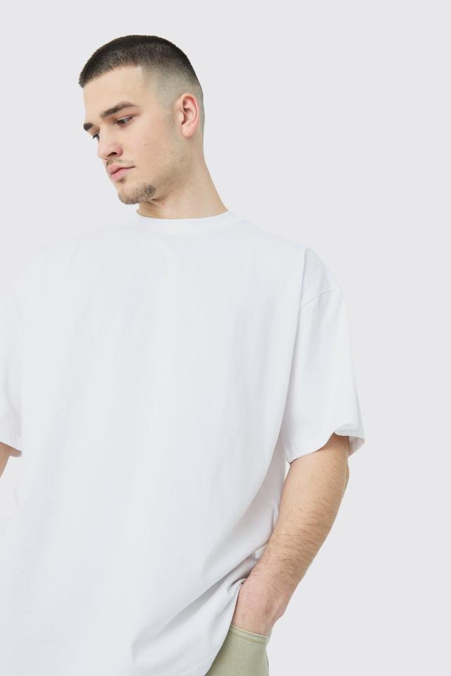 Mens White Tall Oversized Crew Neck T-shirt, White Product Image