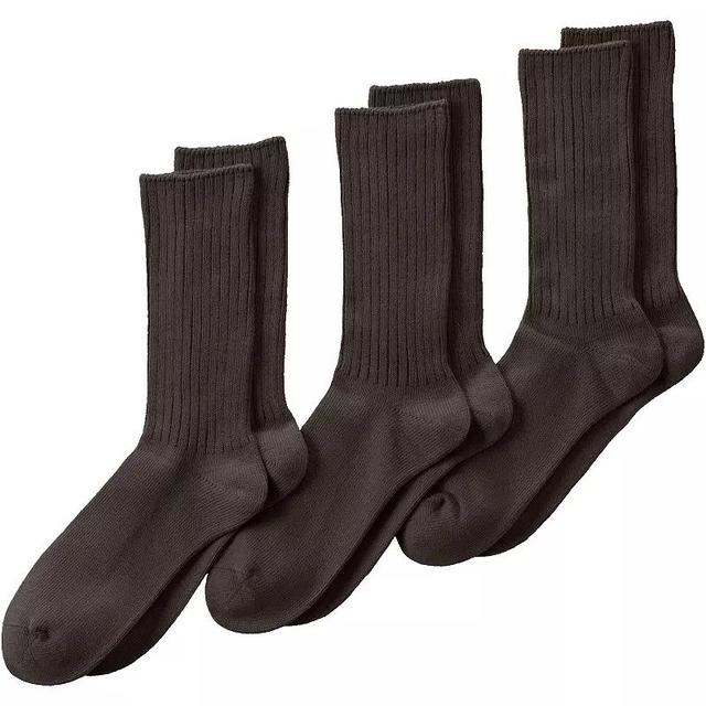 Mens Lands End Crew Socks 3-Pack Fresh Brown Product Image