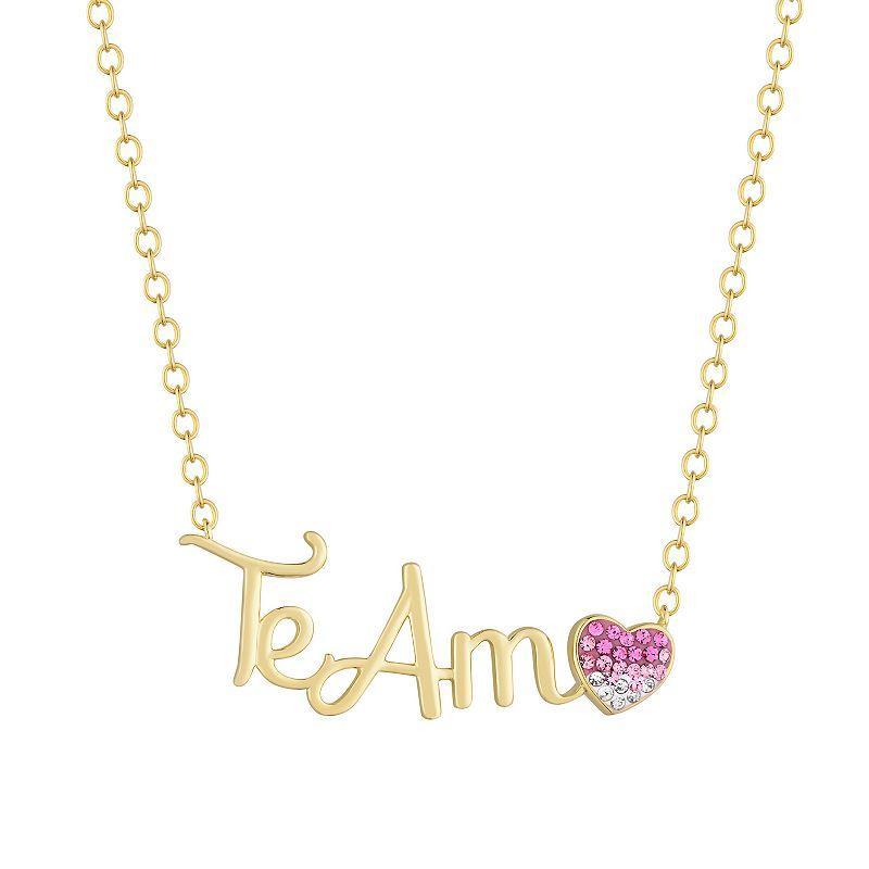 Crystal Collective Gold Plated Te Amo Heart Necklace, Womens Pink Product Image