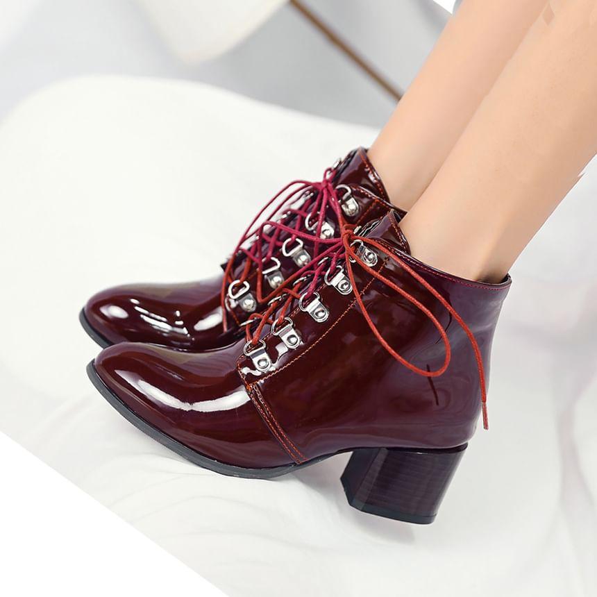 Chunky Heel Lace-Up Short Boots product image