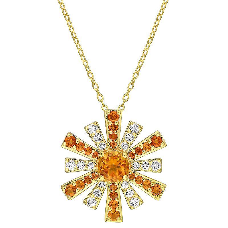 Stella Grace 18k Gold Over Silver Madeira Citrine & White Topaz Starburst Pendant Necklace, Womens Gold Tone Product Image