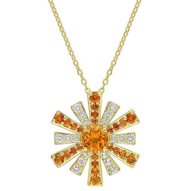 Stella Grace 18k Gold Over Silver Madeira Citrine & White Topaz Starburst Pendant Necklace, Womens Orange Product Image