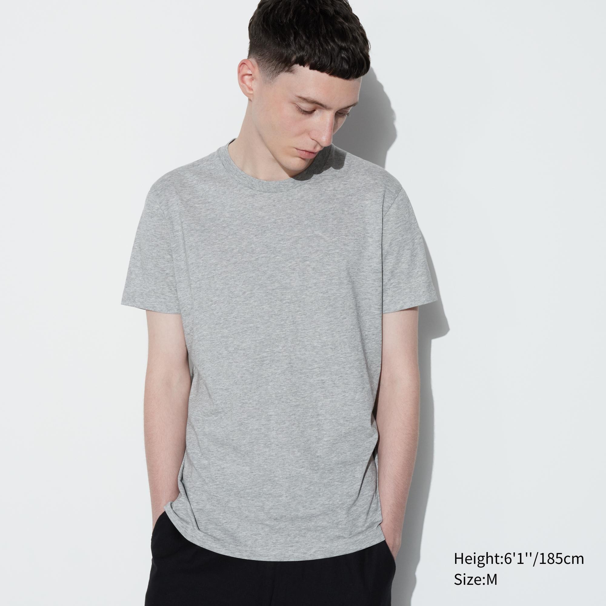 Mens Dry Color Crew Neck T-Shirt with Quick-Drying Gray XL UNIQLO US Product Image