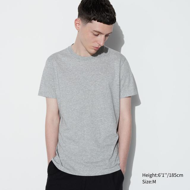 Mens Dry Color Crew Neck T-Shirt with Quick-Drying Gray XL UNIQLO US Product Image