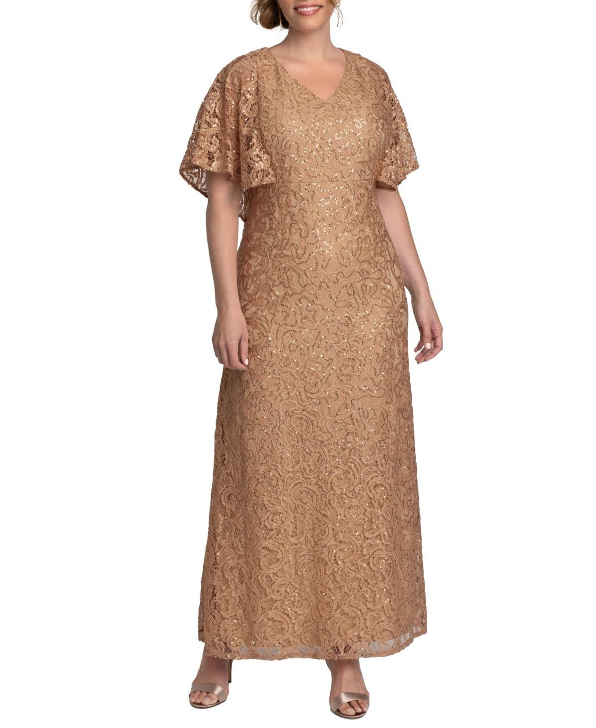 Womens Celestial Cape-Sleeve Lace Gown Product Image