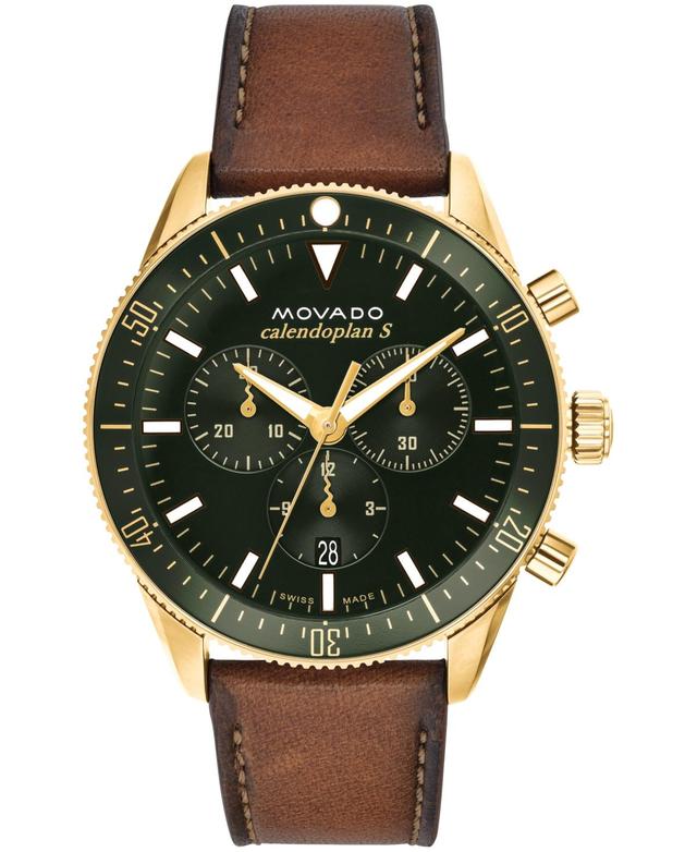 Movado Mens Heritage Cognac Genuine Leather Strap Watch 42mm - Gold-Tone Product Image