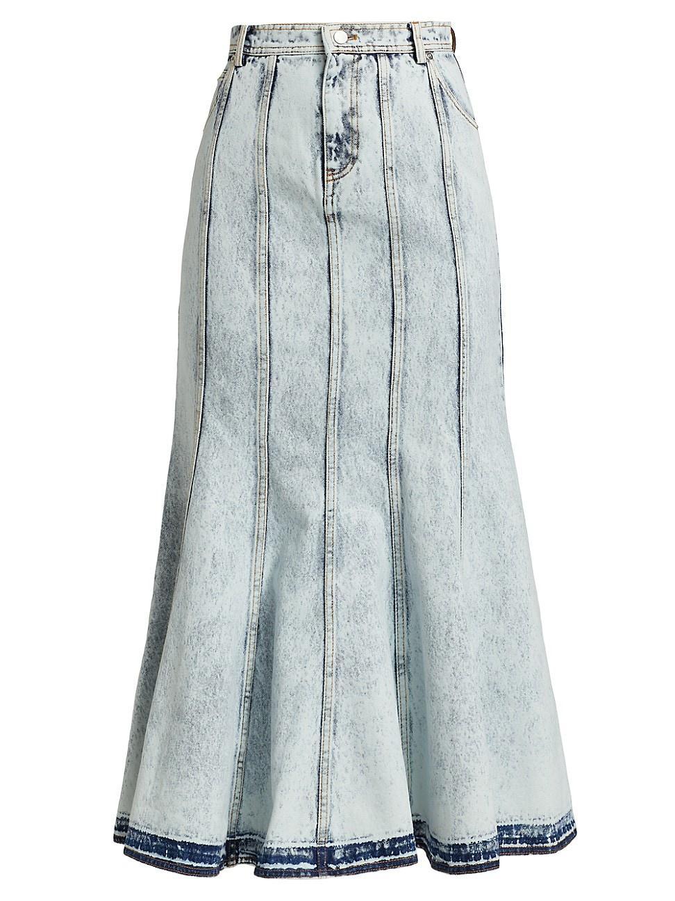 Womens Lex Seamed Denim Midi-Skirt Product Image