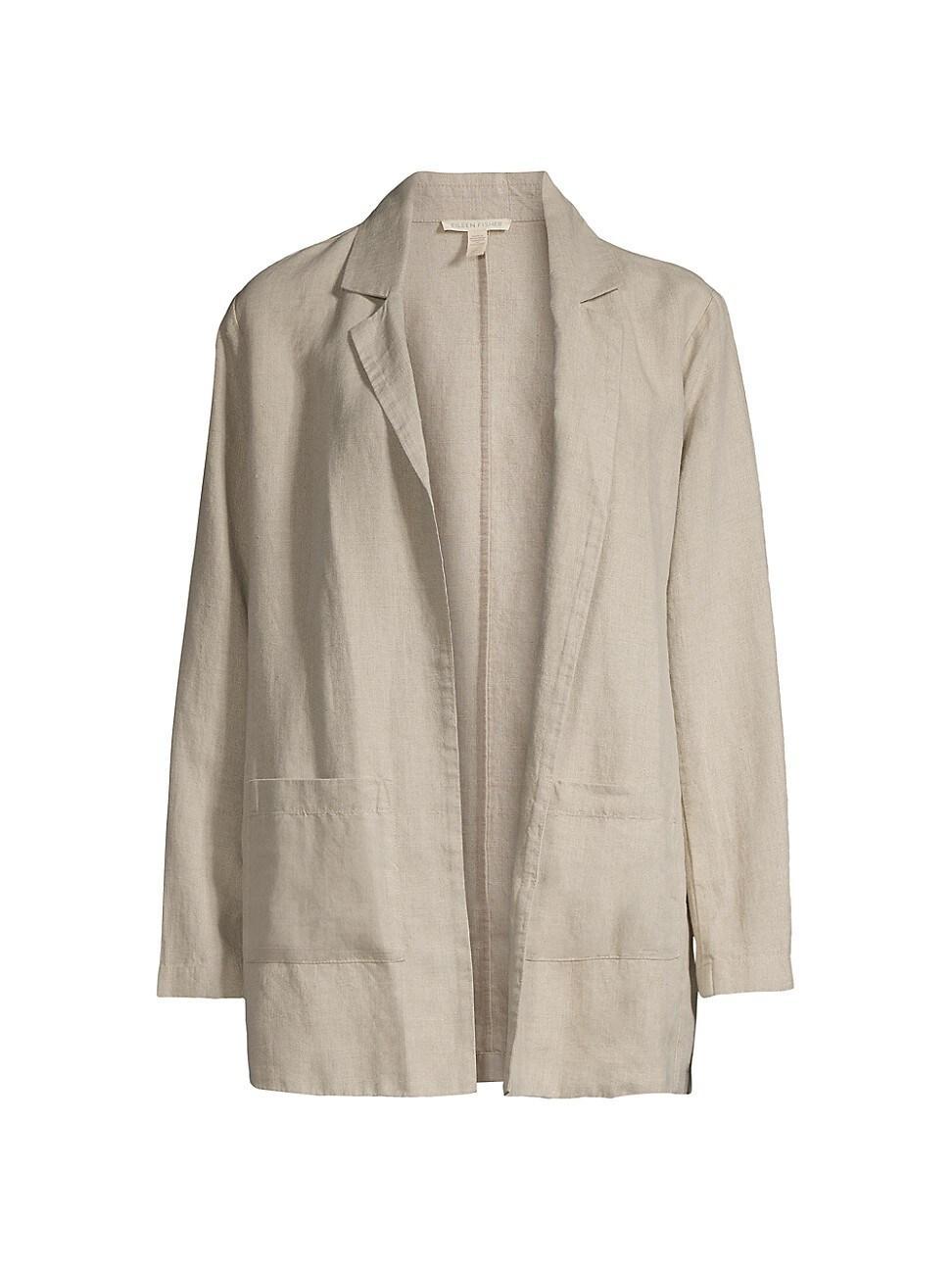 Eileen Fisher Linen Notch Collar Long Blazer Product Image