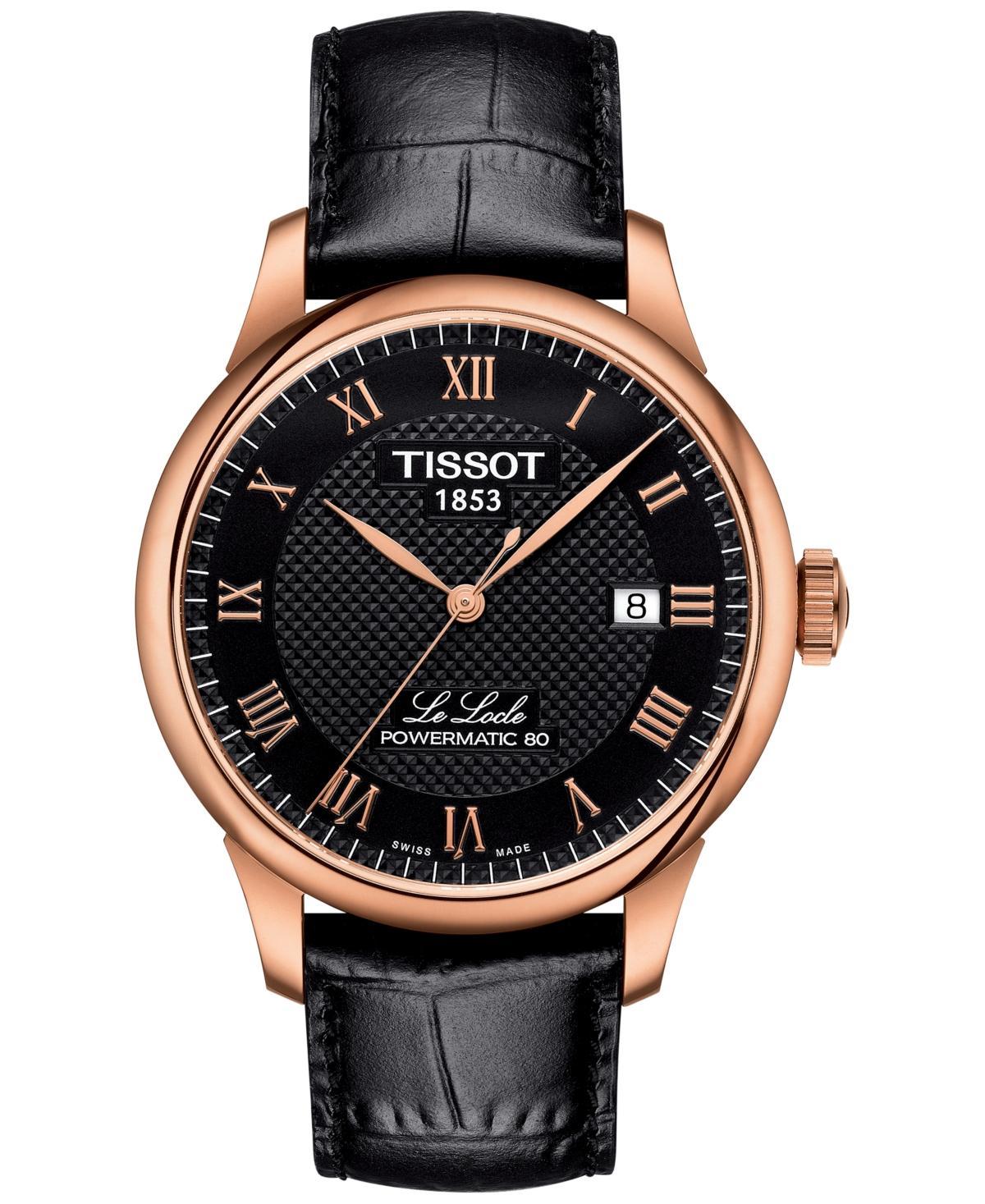 Tissot Mens Swiss Le Locle Black Leather Strap Watch 40mm - Black Product Image