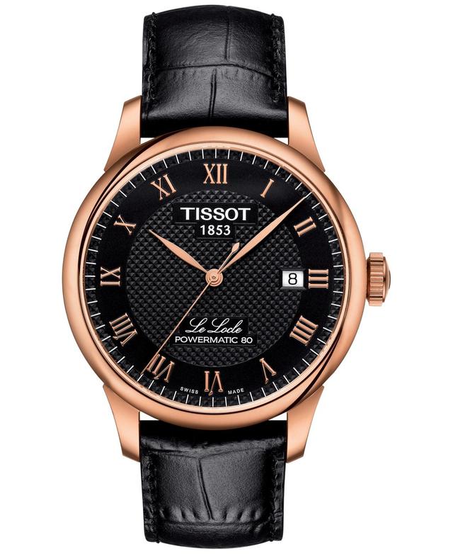 Tissot Mens Swiss Le Locle Black Leather Strap Watch 40mm Product Image