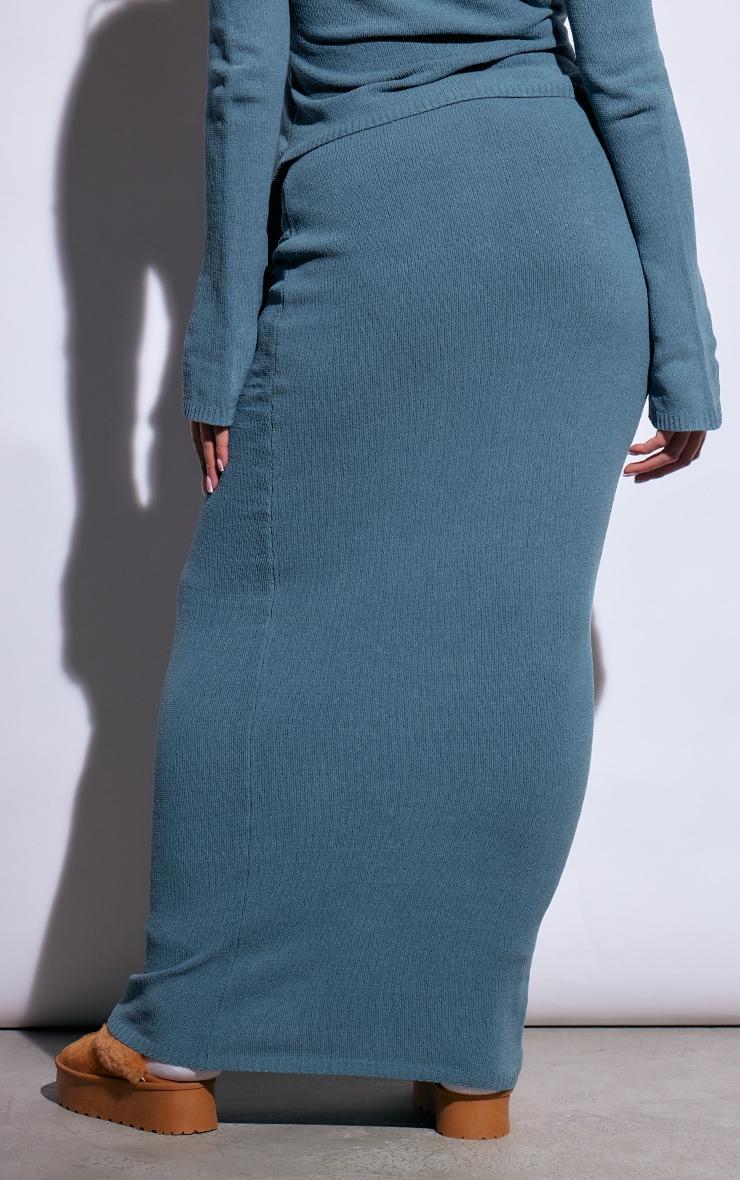 Plus Teal Knit Maxi Skirt Product Image