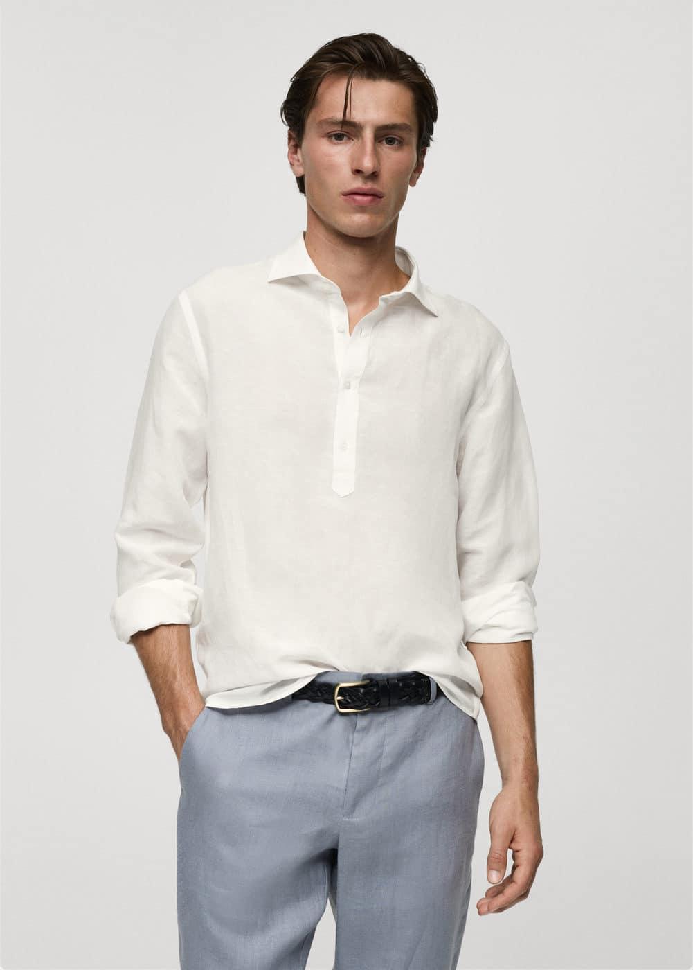 MANGO MAN - Relaxed fit tencel linen shirt off whiteMen Product Image