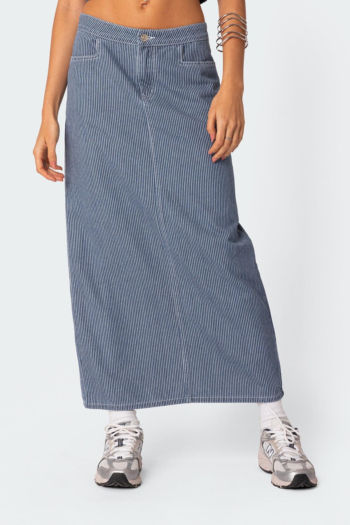 Railroad Denim Maxi Skirt Product Image