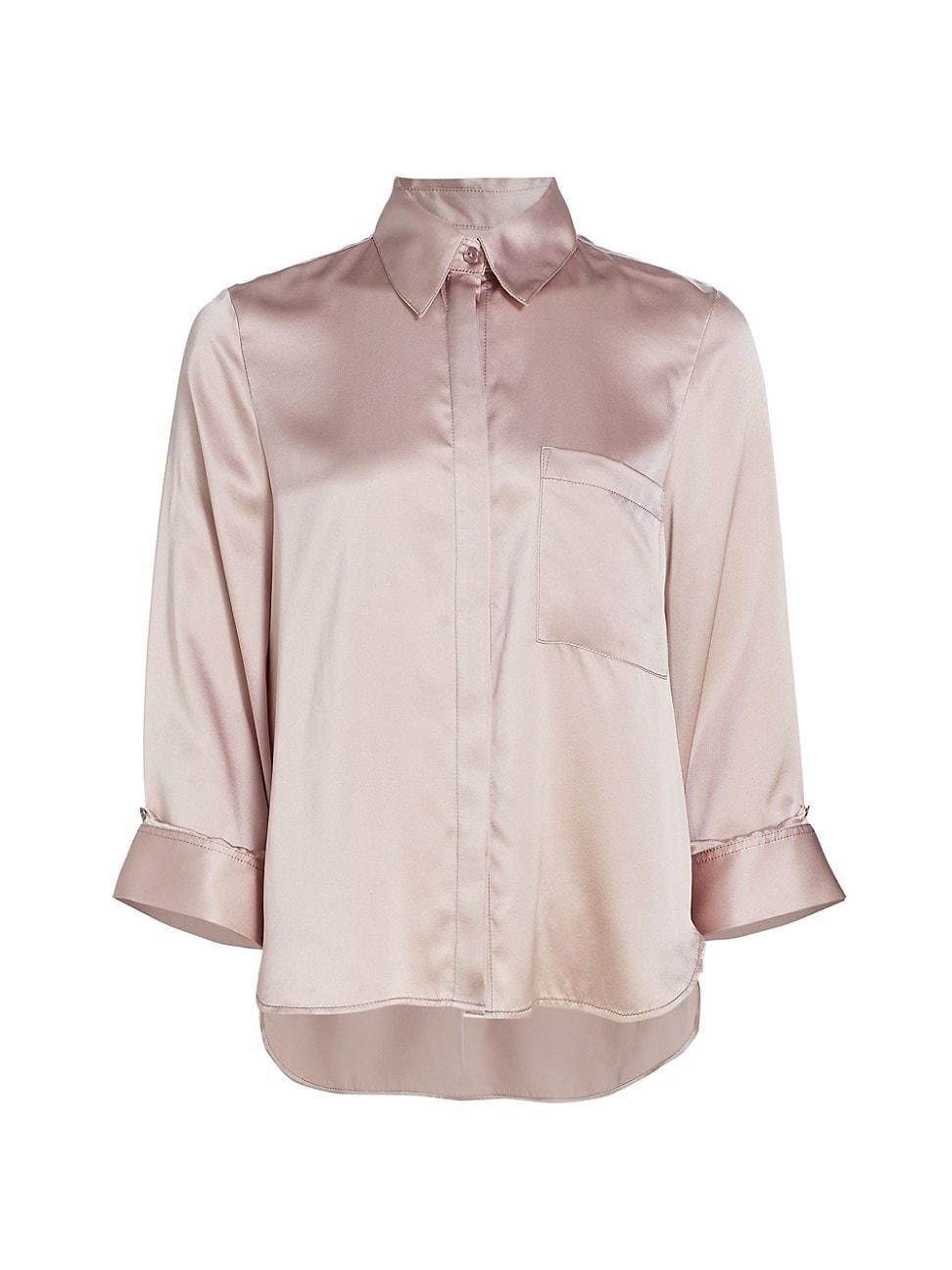 Womens Boyfriend Silk High-Low Shirt Product Image