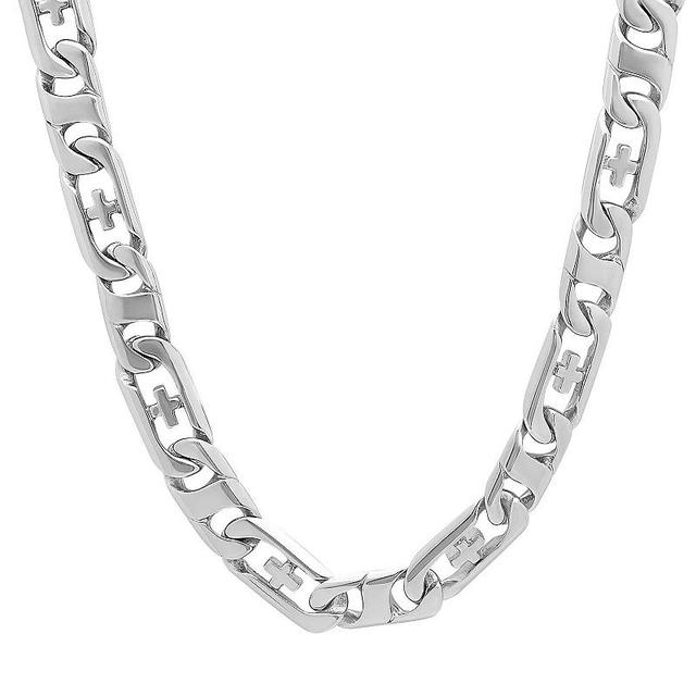 Mens Jewelry Nation Stainless Steel Cross Curb Chain Necklace Product Image