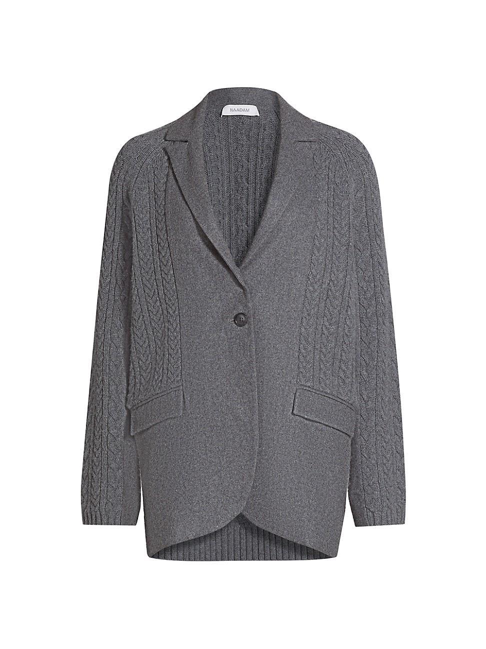 Womens Wool-Blend Cable-Knit Single-Breasted Blazer Product Image