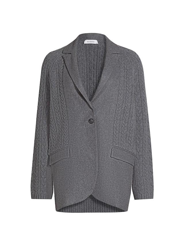 Womens Wool-Blend Cable-Knit Single-Breasted Blazer Product Image