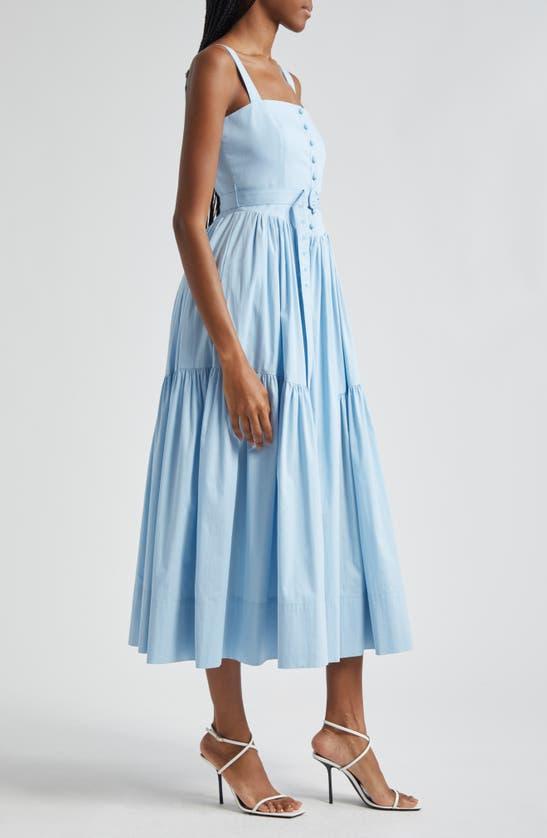 Amber Belted Poplin Midi Pinafore Dress In Skylight Product Image