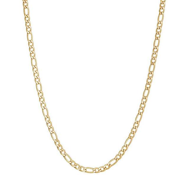 Mens LYNX Stainless Steel 3 mm Figaro Chain Necklace Gold Product Image