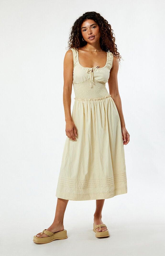 Women's Tie Front Smocked Midi Dress Product Image