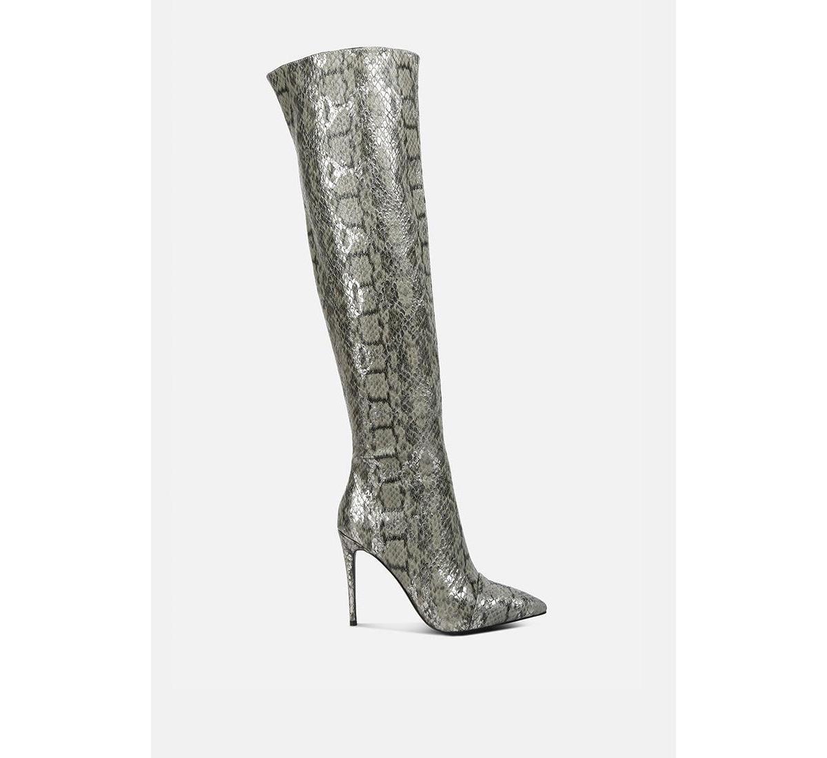 Womens Catalina Snake Print Stiletto Knee Boots product image