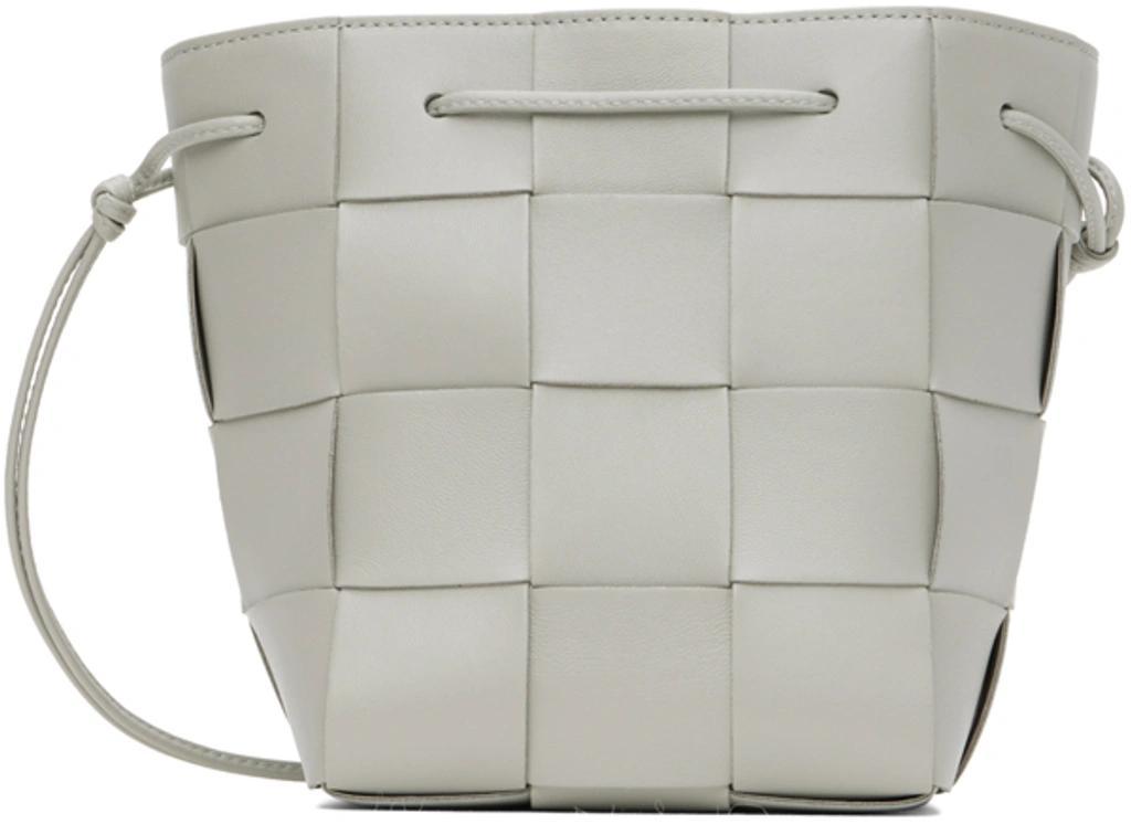 Gray Small Cassette Cross-body Bucket Bag In 1556 Agate Grey Gold Product Image