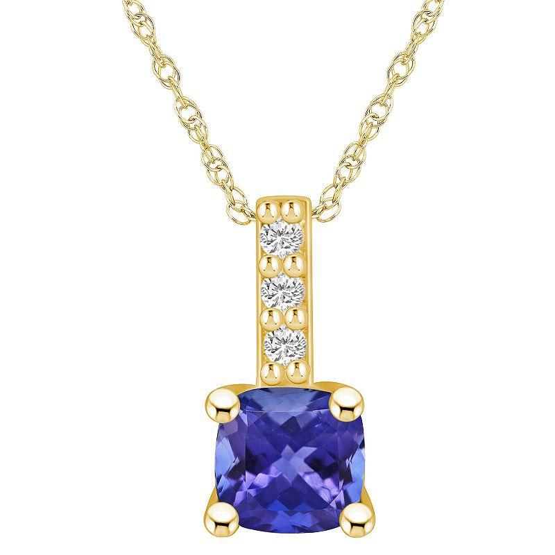 Alyson Layne 14k Gold Cushion Tanzanite & Diamond Accent Pendant Necklace, Womens Purple Product Image