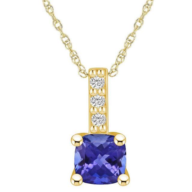 Alyson Layne 14k Gold Cushion Tanzanite & Diamond Accent Pendant Necklace, Womens Product Image