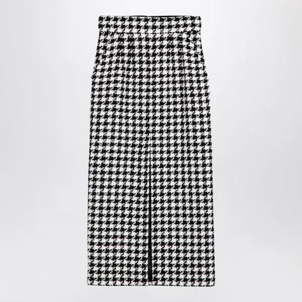 Dolce&gabbana Black And White Macro Houndstooth Skirt Women In Gray product image