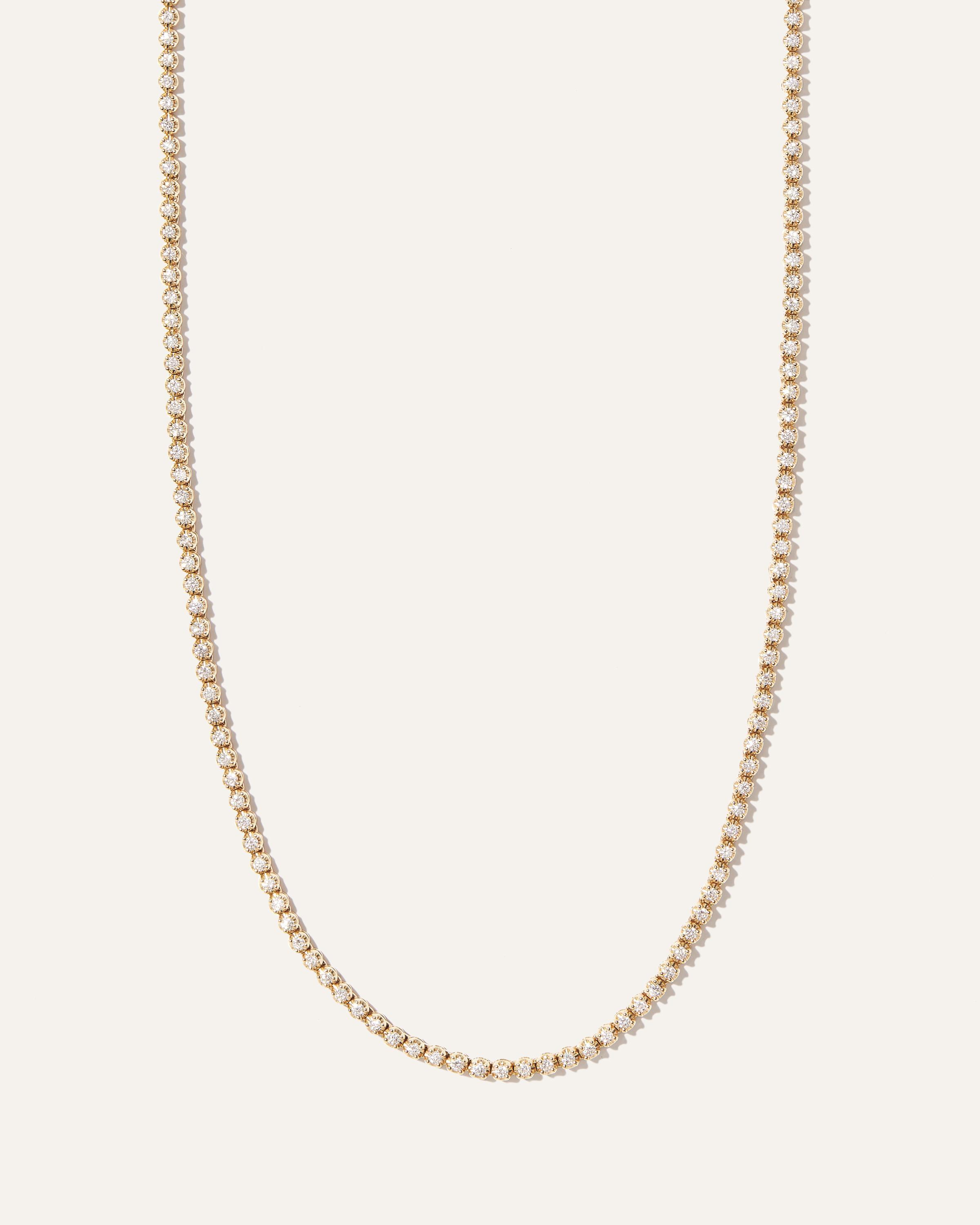 14K Gold Natural Diamond Crown Set Tennis Necklace Product Image