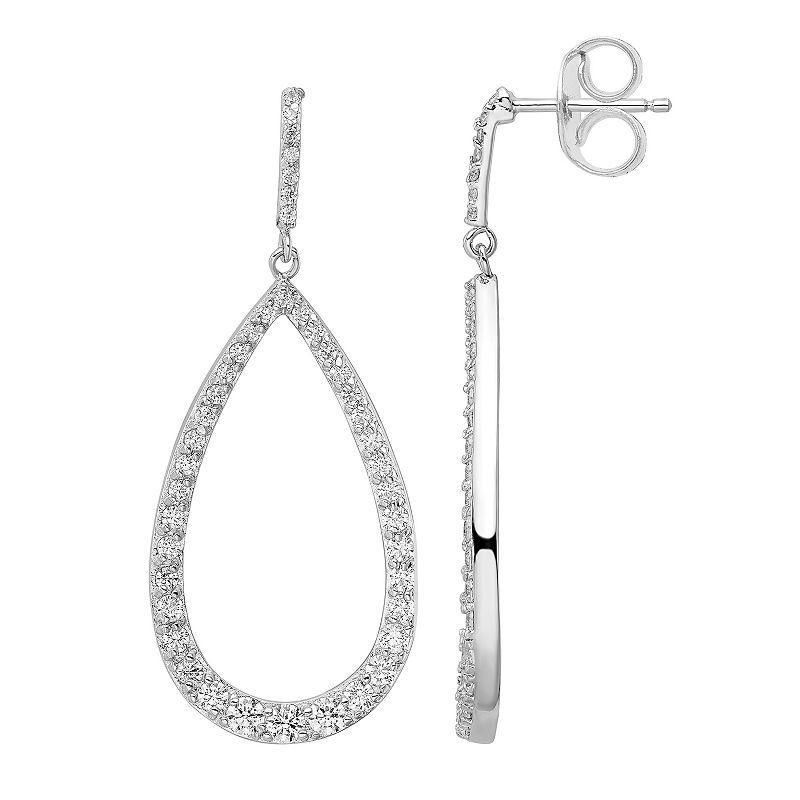 Sophie Miller Sterling Silver Cubic Zirconia Teardrop Earrings, Womens, White Product Image