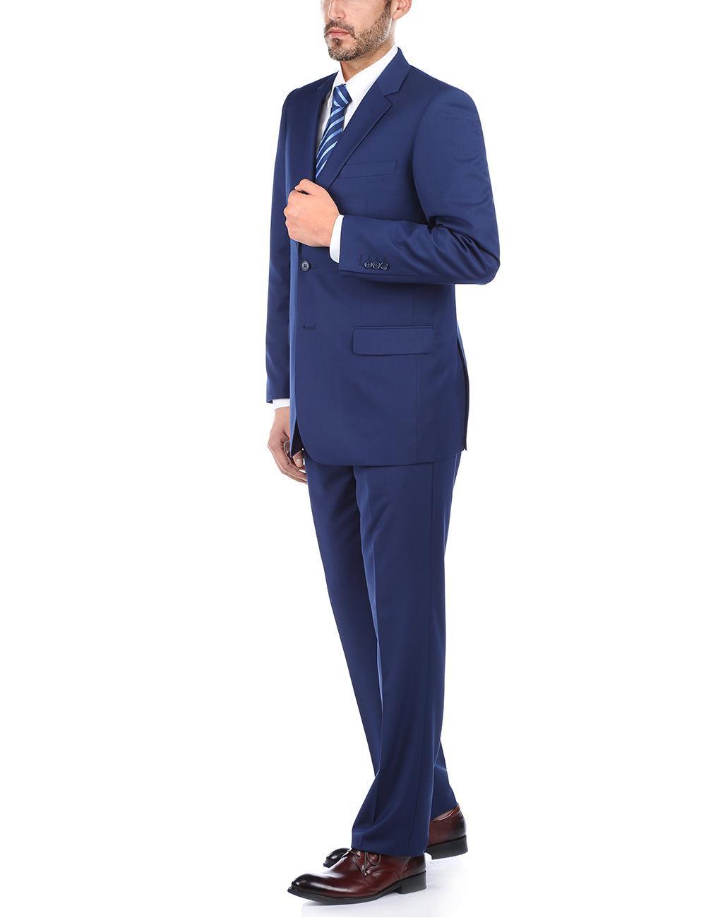 Vanderbilt Collection  - Classic 2 Piece Suit 2 Buttons Regular Fit In Blue Product Image