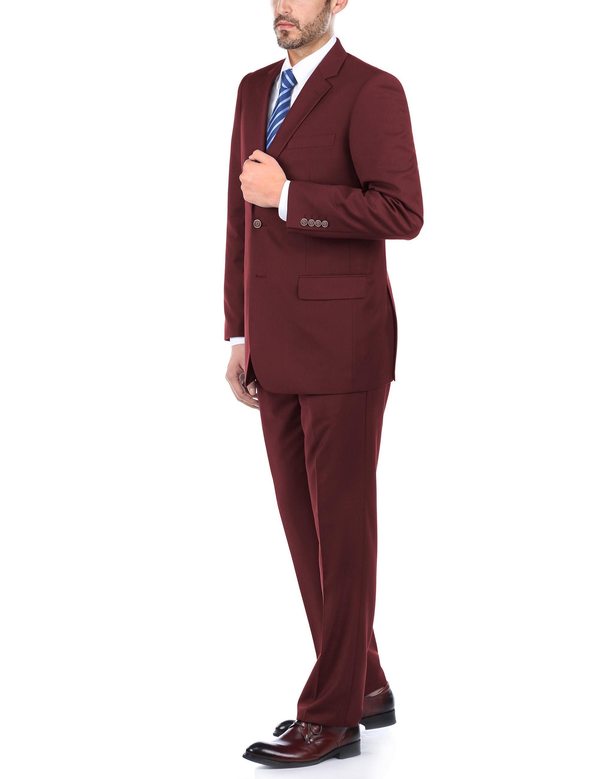 Vanderbilt Collection - Classic 2 Piece Suit 2 Buttons Regular Fit In Burgundy Product Image